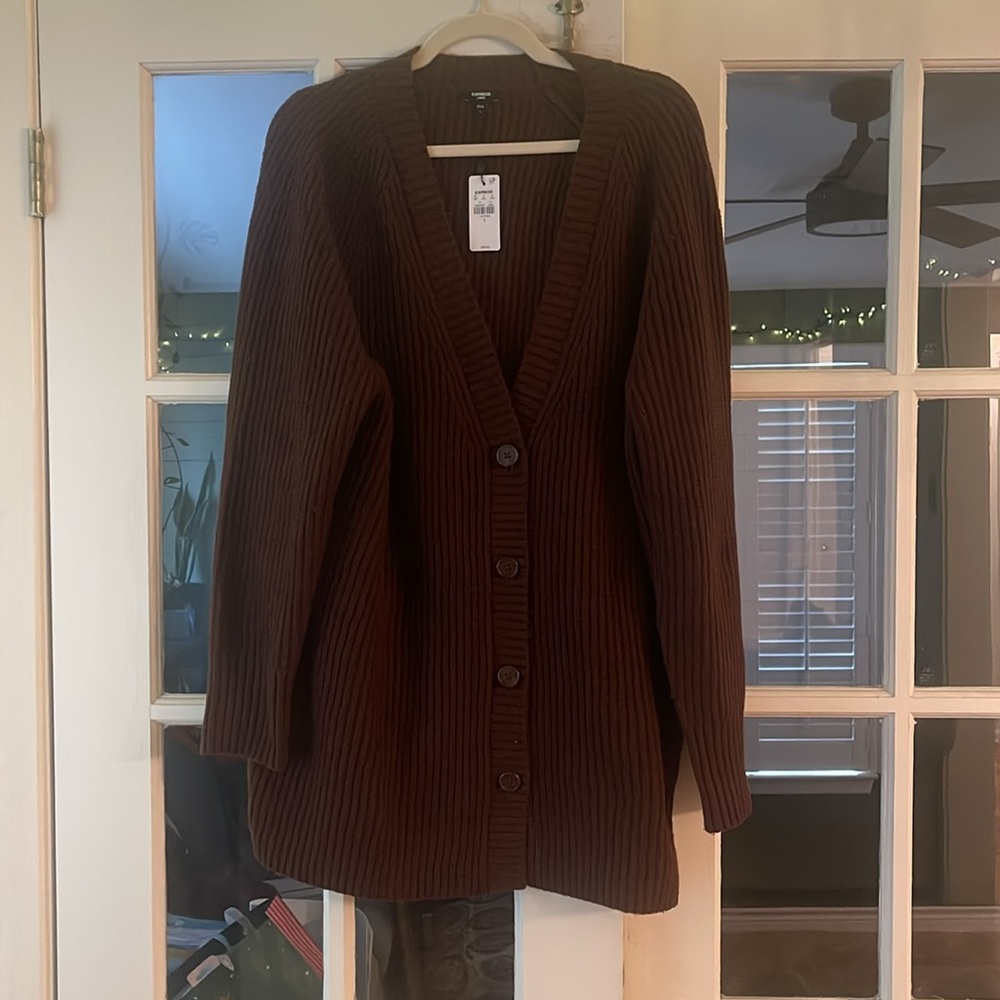Express Button Front Tunic Cardigan